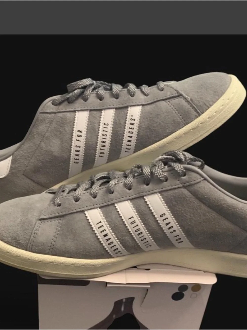 Adidas x Human Made Gray 11 Suede Low-Top Sneakers with Cream Sole
